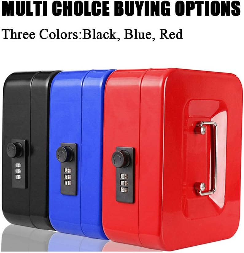 Jssmst Small Cash Box with Combination Lock – Durable Metal Cash Box with Money Tray Black,7.87 x 6.3 x 3.35 inches, CB0701M : Office Products