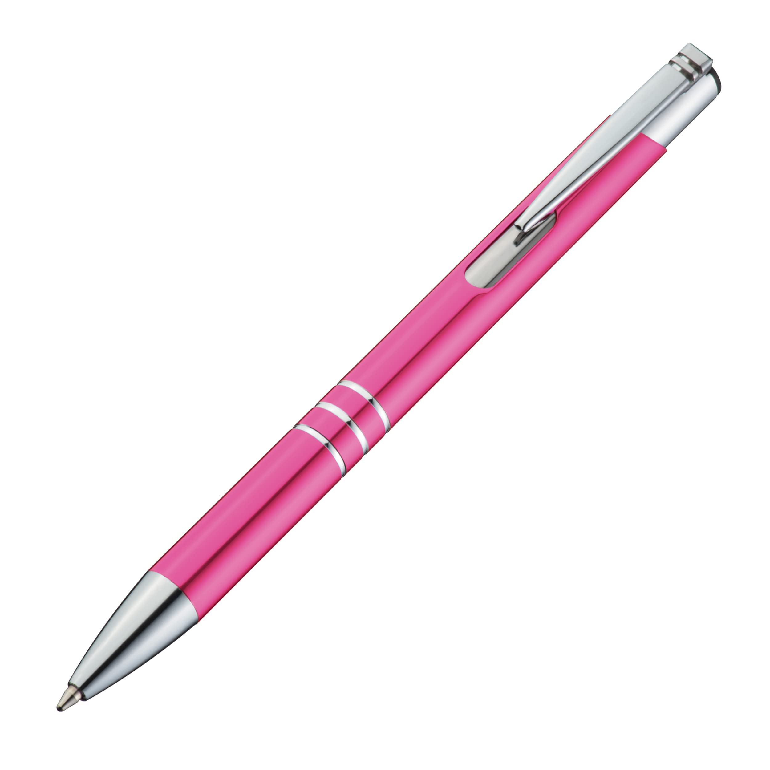 10x Personalisierte Kugelschreiber Mit Gravur | Emoji-Gravur Möglich | Werbegeschenk Metall-Kuli (Pink)
