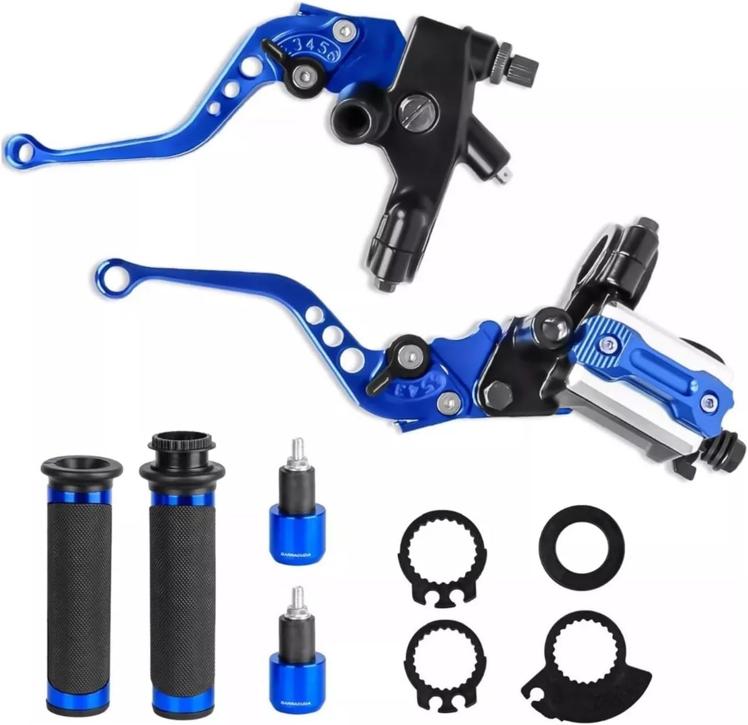 Universal Motorcycle 7/8" 22mm Handlebar Brake Master Cylinder Clutch Lever Left & Right Clutch and Brake Lever Set Compatible with Harley Honda Kawasaki Suzuki Yamaha(Blue Set)