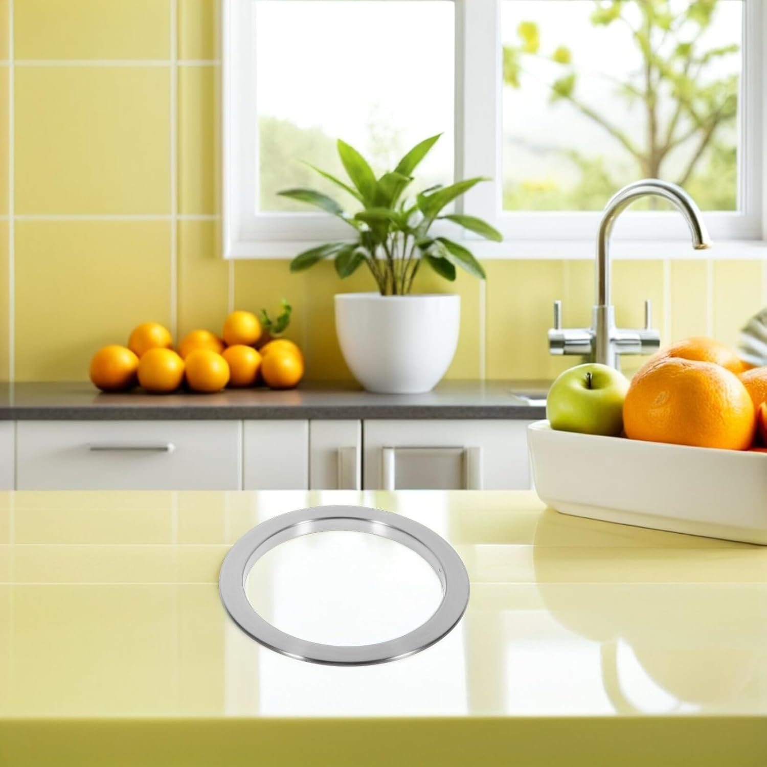 Countertop Trash Grommets and Embedded Trash Can Lids, 3pcs Stainless Steel Recessed Flap Covers for Kitchen and Bathroom Waste Disposal