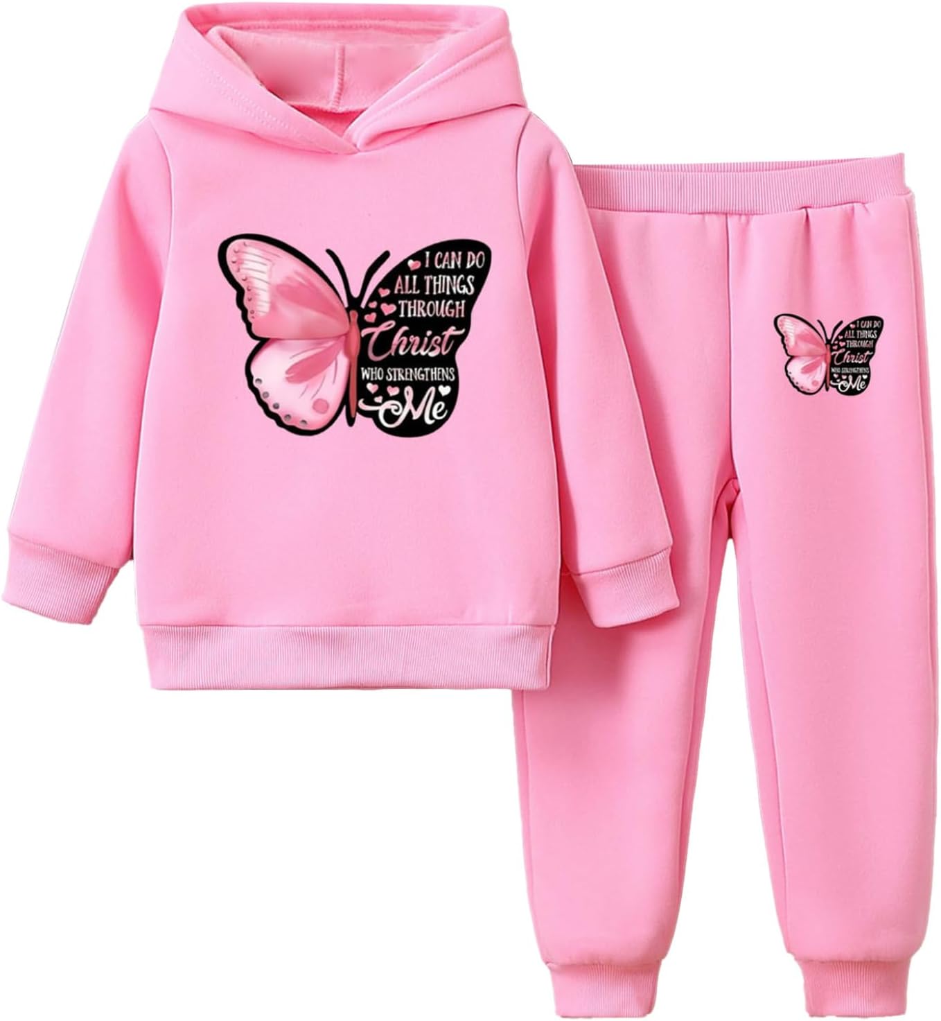 Kids Girls Hoodies Clothes Set Tracksuit Sweatsuit Print Pullover Hoodie and Sweatpants 2 Piece Jogger Set