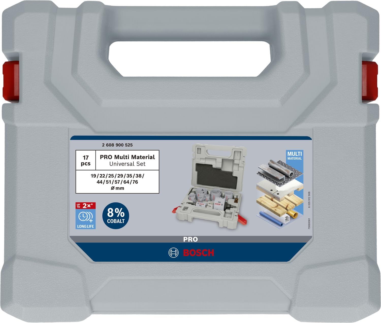 Bosch Juego de 17 sierras perforadoras multimaterial – Adaptador estándar (para madera blanda, paneles de yeso, diámetro 19, 22, 25, 29, 35, 38, 44, 51, 57, 64, 76 mm, accesorios profesionales)