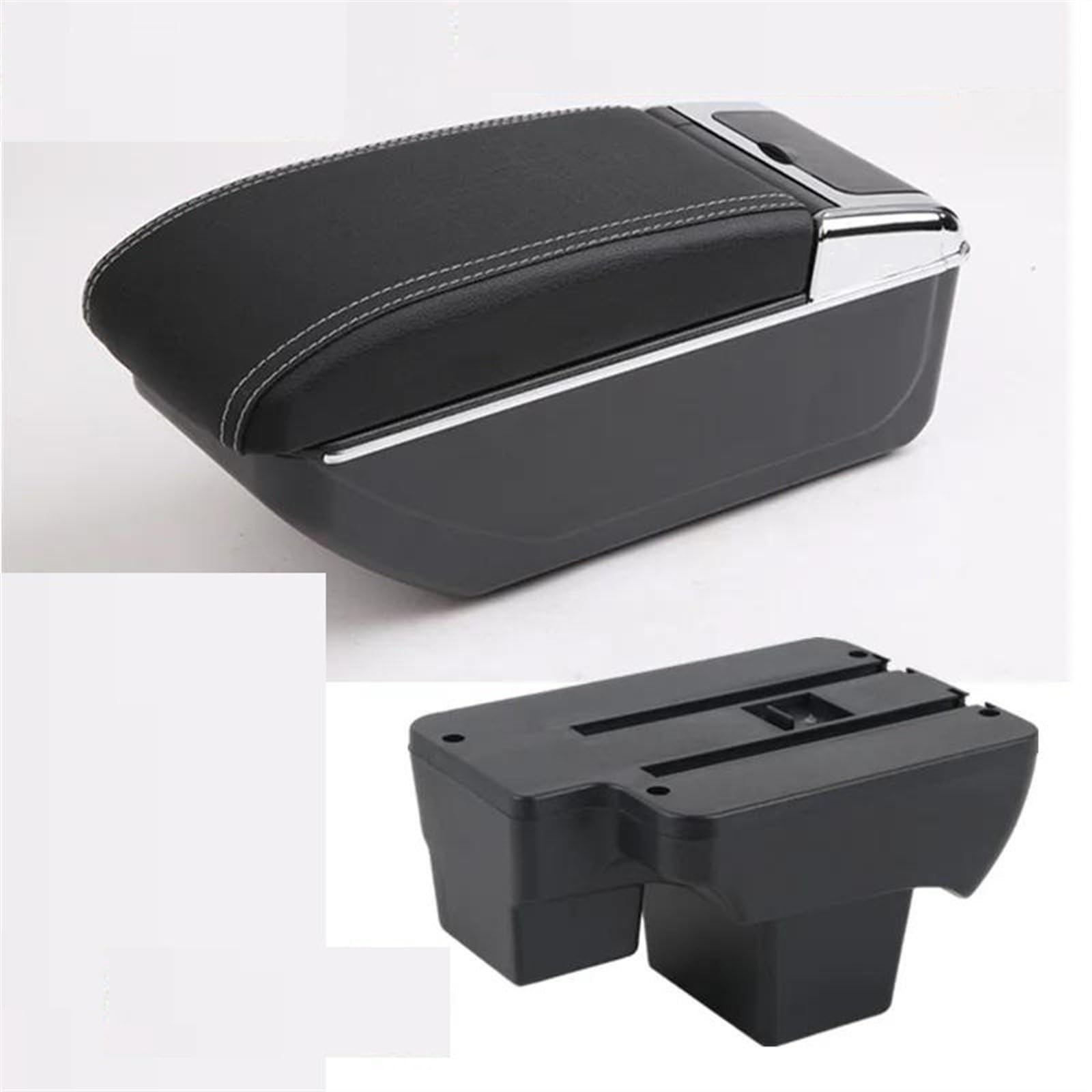 NOHEEU Car Armrest Box Dedicated Retrofit 2019-2024 Storage Parts Accessories For Polo(B3 style white line)