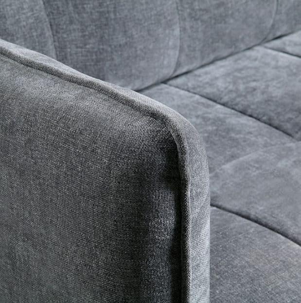 Adeland 2-Piece Contemporary Style Sofa and Loveseat in Dark Gray Chenille Fabric