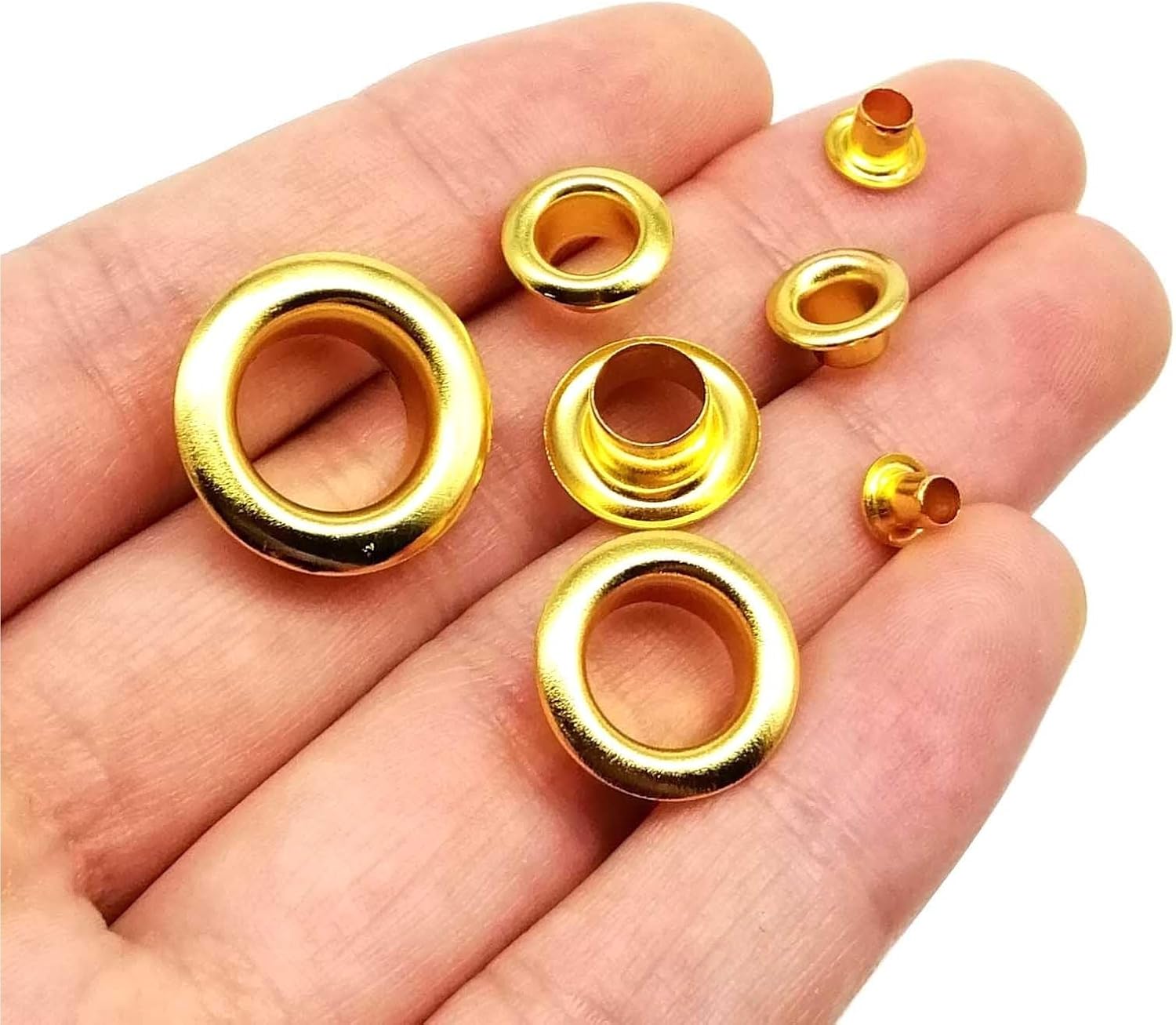 100sets 2.5-12mm Metal Golden Eyelet with Washer Grommet Ring Air Hole Rivet for Bag Shoes Belt Cap Clothes for PU Leather/Belt/Shoes/Crafts(3.5mm)