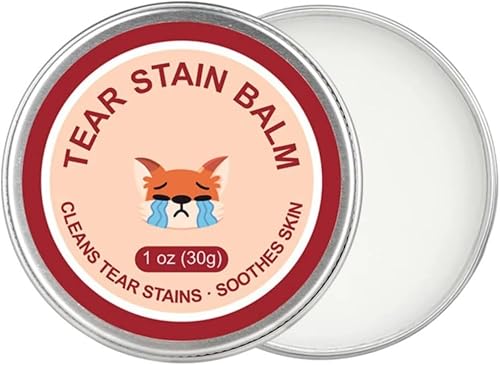 Pet Tear Stain Balm, 30g, Cleans Stains and Soothes Skin | For Dogs, Compact Travel Tin, Before & After Results, Eye Area Care, 1 oz Net Weight