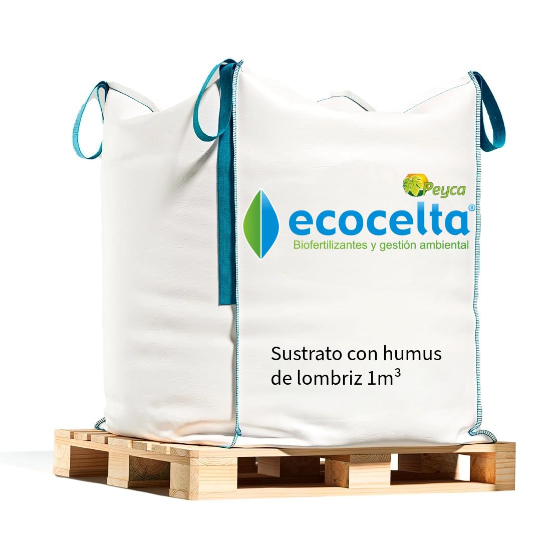 Sustrato Universal con Humus de lombriz y Compost Saco Big Bag 1m³-1000L - Ecocelta.Tierra abonada Ideal para Todo Tipo de Plantas. Apto en Agricultura ecológica.