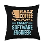 Half Coffee Half Software Developer Throw Pillow