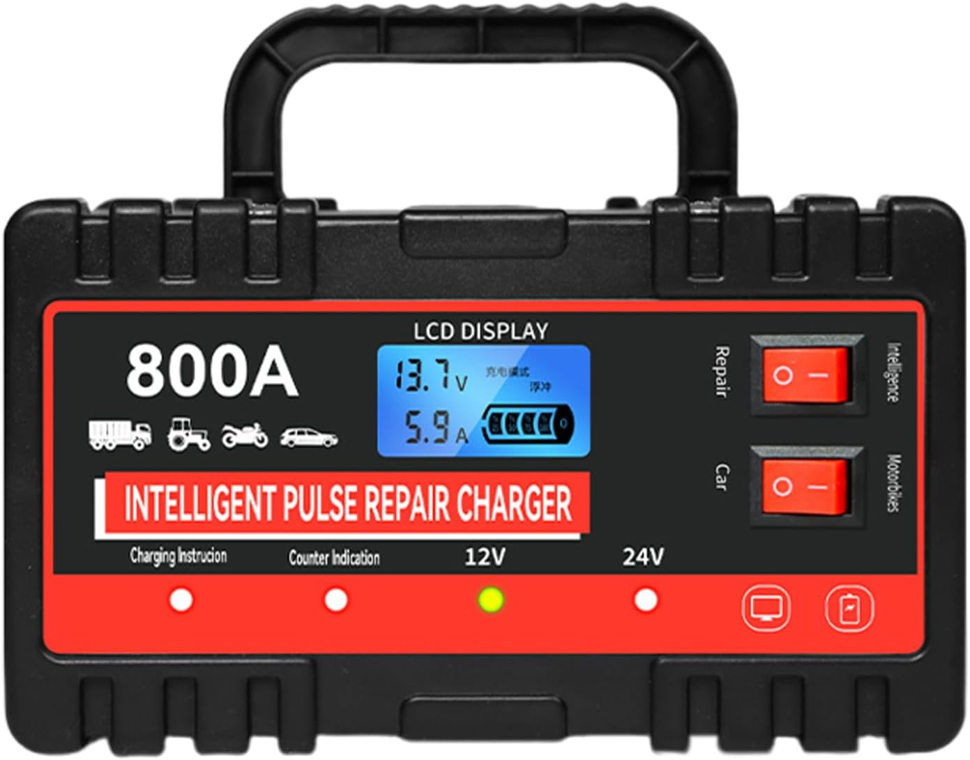 Cargador De Batería para Camión,Mantenedor De Batería – Accesorios Mantenedor Inteligente 12V 24V para Automóviles Camiones Reparación Vehículos Mantenimiento Uso Seguro Viajes