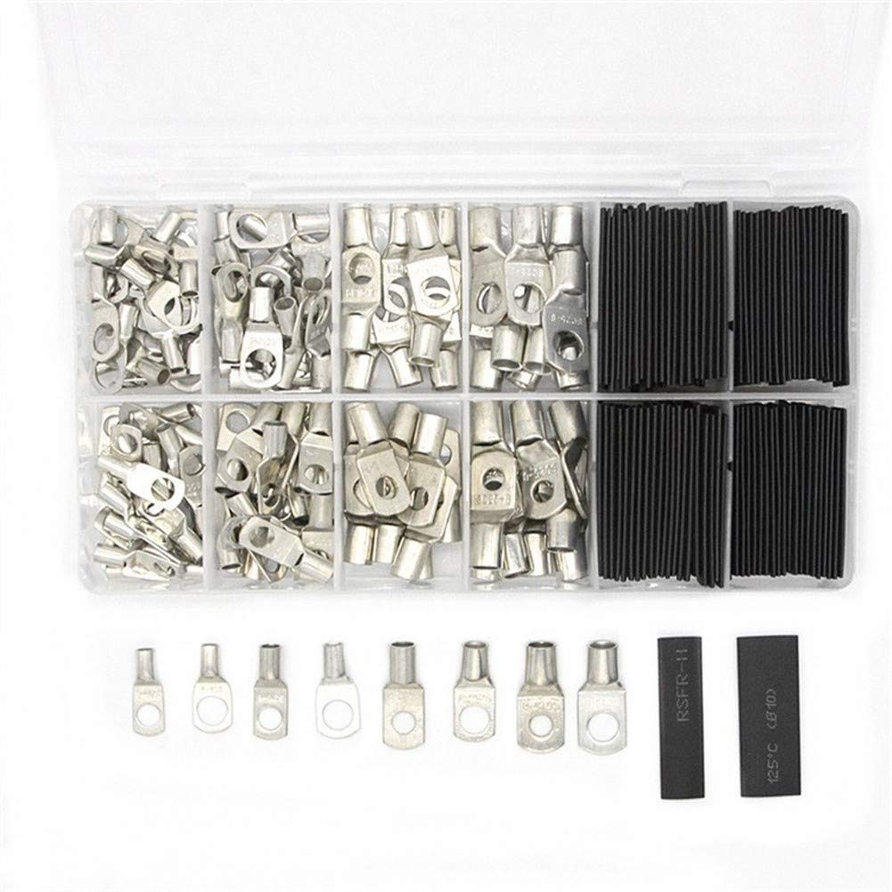 Test Terminals, 120PCS Copper Lug Ring Wire Connectors Bare Cable Electric Crimp Terminal with Heat Shrink Tubing