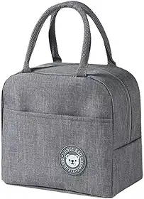 Lancheira Térmica Reutilizável para Marmita – Bolsa Sacola à Prova de Vazamentos, Mantém Alimentos Quentes e Frios, Ideal para Academia, Trabalho e Passeios – (Cinza)