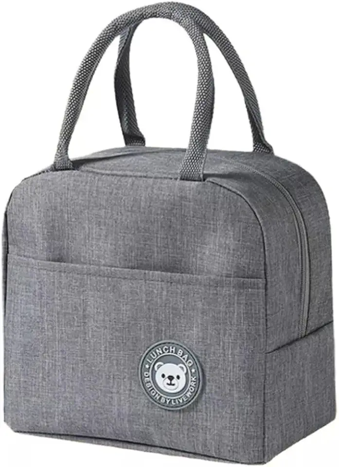 Lancheira Térmica Reutilizável para Marmita – Bolsa Sacola à Prova de Vazamentos, Mantém Alimentos Quentes e Frios, Ideal para Academia, Trabalho e Passeios – (Cinza)