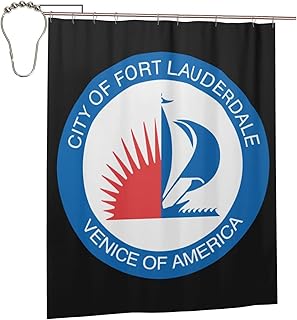 Seal of Fort Lauderdale, Florida Shower Curtain for Bathroom 72x60 Inches Waterproof Fabric Shower Curtain Premium Bathroom Accessories Heat Resistance