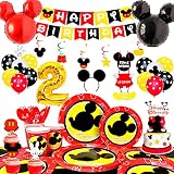 Mickey Mouse 2nd Birthday Party Supplies-126pcs 2nd Birthday Decorations for Boys Mickey Mouse-Micke
