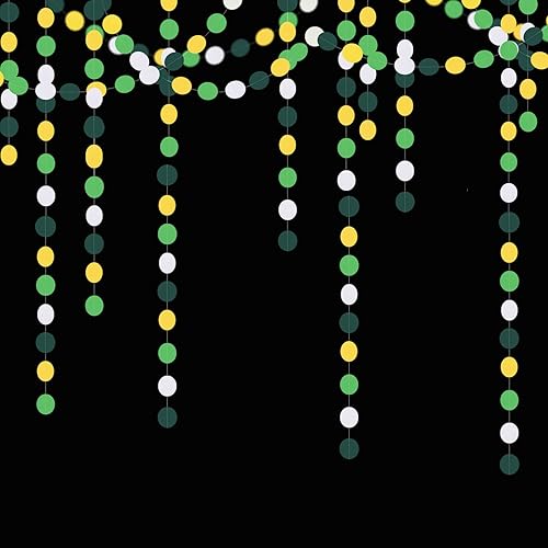 Miniatura 6 de Guirnalda de decoración de fiesta de color amarillo, verde y blanco  52 pies para primavera y verano, pancarta de papel colgante, graduación,