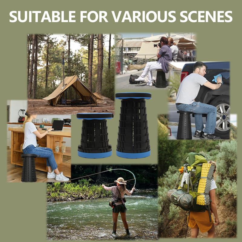 Image of JAEMEYEM Upgraded Foldable Stool, Capacity Portable Retractable Small Folding Stool, Collapsible Telescoping Camping Stool for Adults Outdoor Fishing Hiking Gardening Travel BBQ