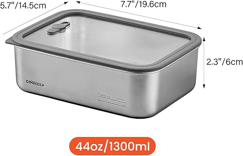 Miniatura 2 de Contenedores de almacenamiento de alimentos de acero inoxidable de 44 onzas con tapas, recipientes de metal para almacenamiento de alimentos,