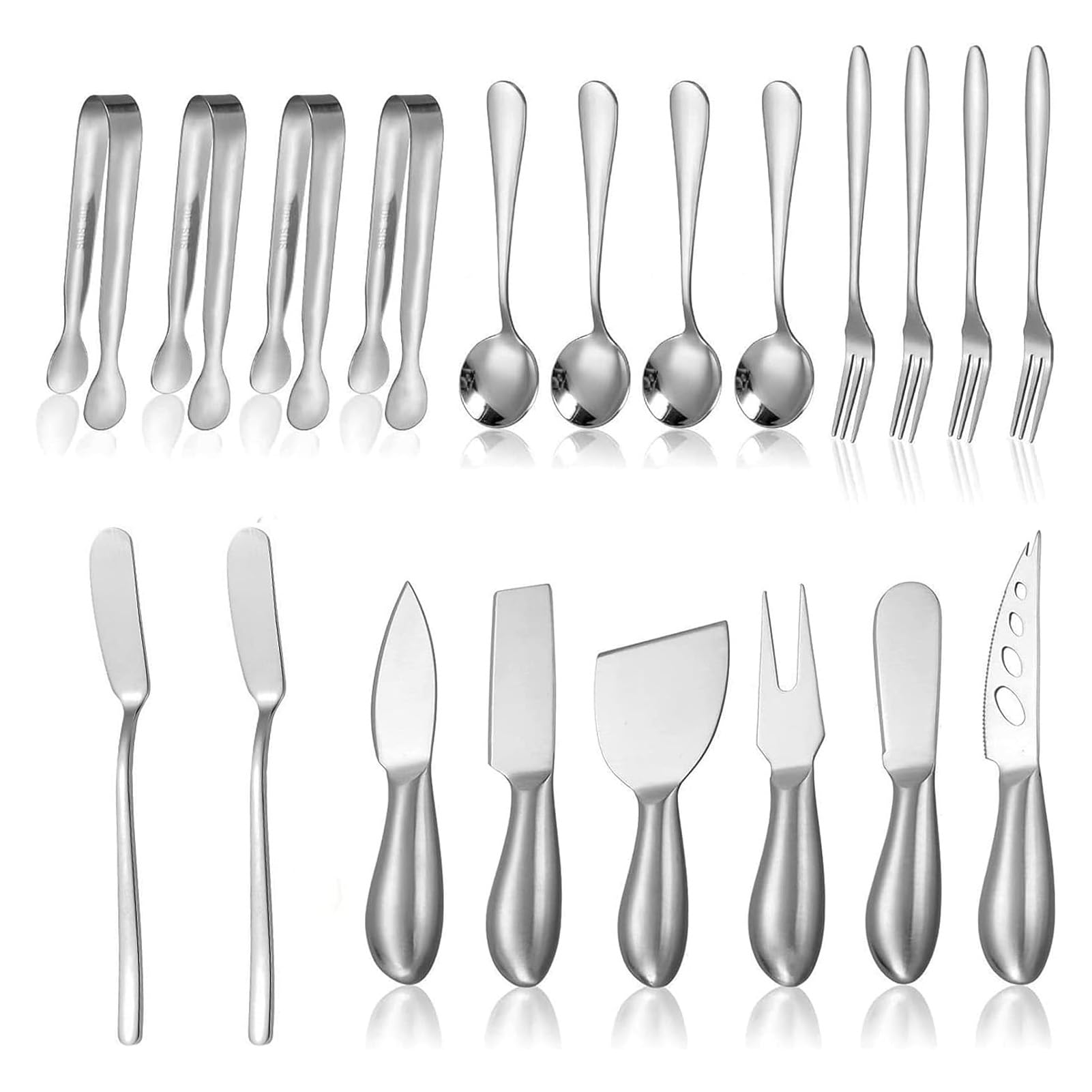 U-HOOME 20 Pieces Charcuterie Board Accessories,Cheese Knife Set,Cheese Butter Spreader Knife,Stainles Steel Multipurpose Mini Serving Charcuterie Tools for Butter Cheese Party and Christmas (Silver)