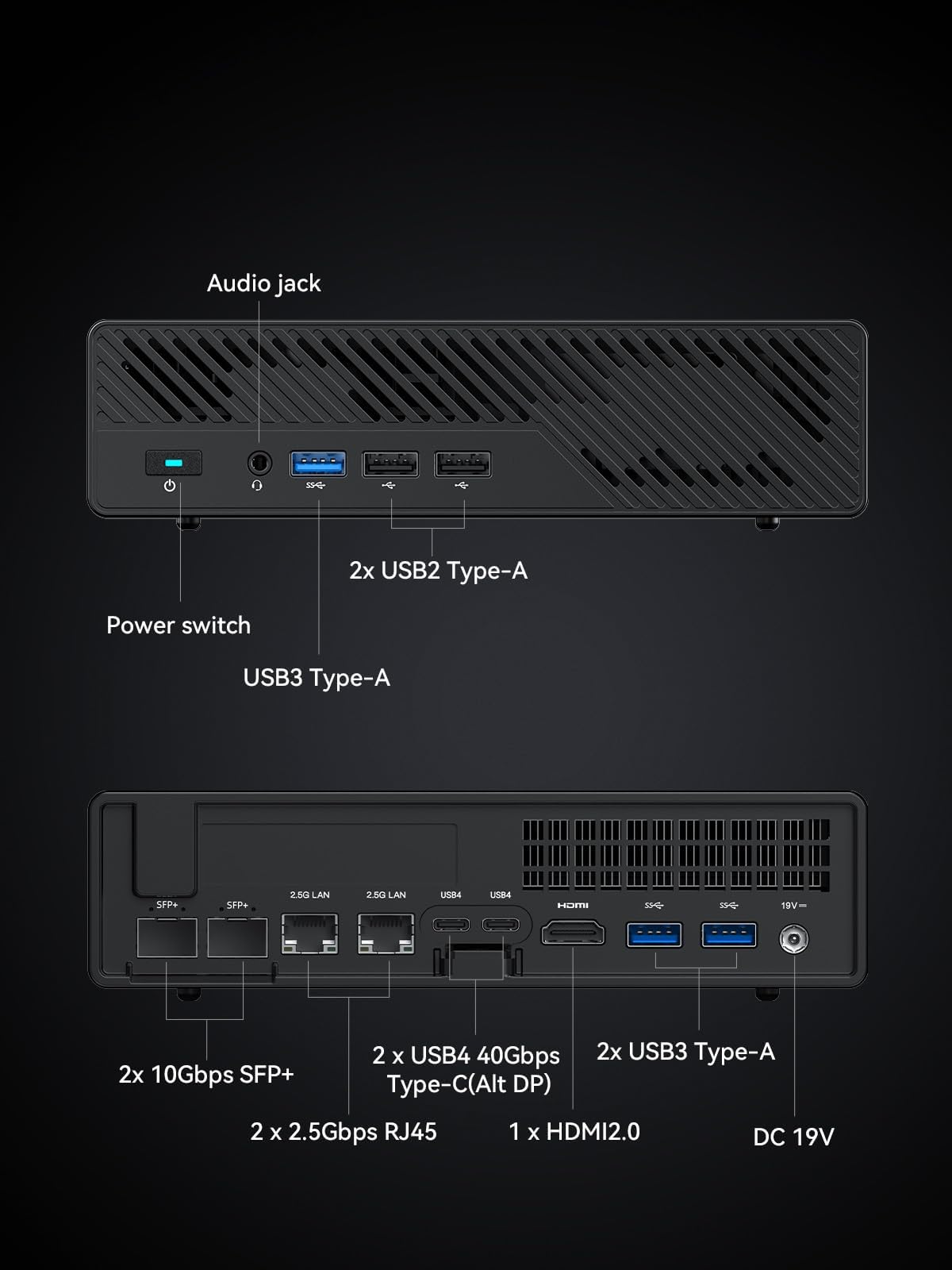 MINISFORUM MS-01 Mini Workstation Intel Core i9-13900H (vPro Enterprise Support) 32Go DDR5 1TB SSD Mini PC,2x 10Gbps SFP+/2x 2.5G RJ45/2x USB4/HDIM/1x PCIe4.0x16 slot/Support 3x M.2 2280/22110/U.2 SSD