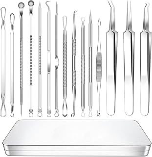 15 PCS Blackhead Remover Tools set,Edible Grade Mental Stainless, Latest Acne Extractor Tool, Professional Stainless Pimpl...
