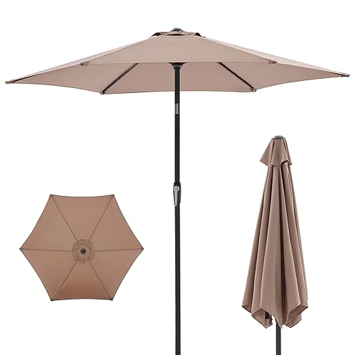 9Ft Patio Umbrella with Tilt and Crank Button & Sturdy
