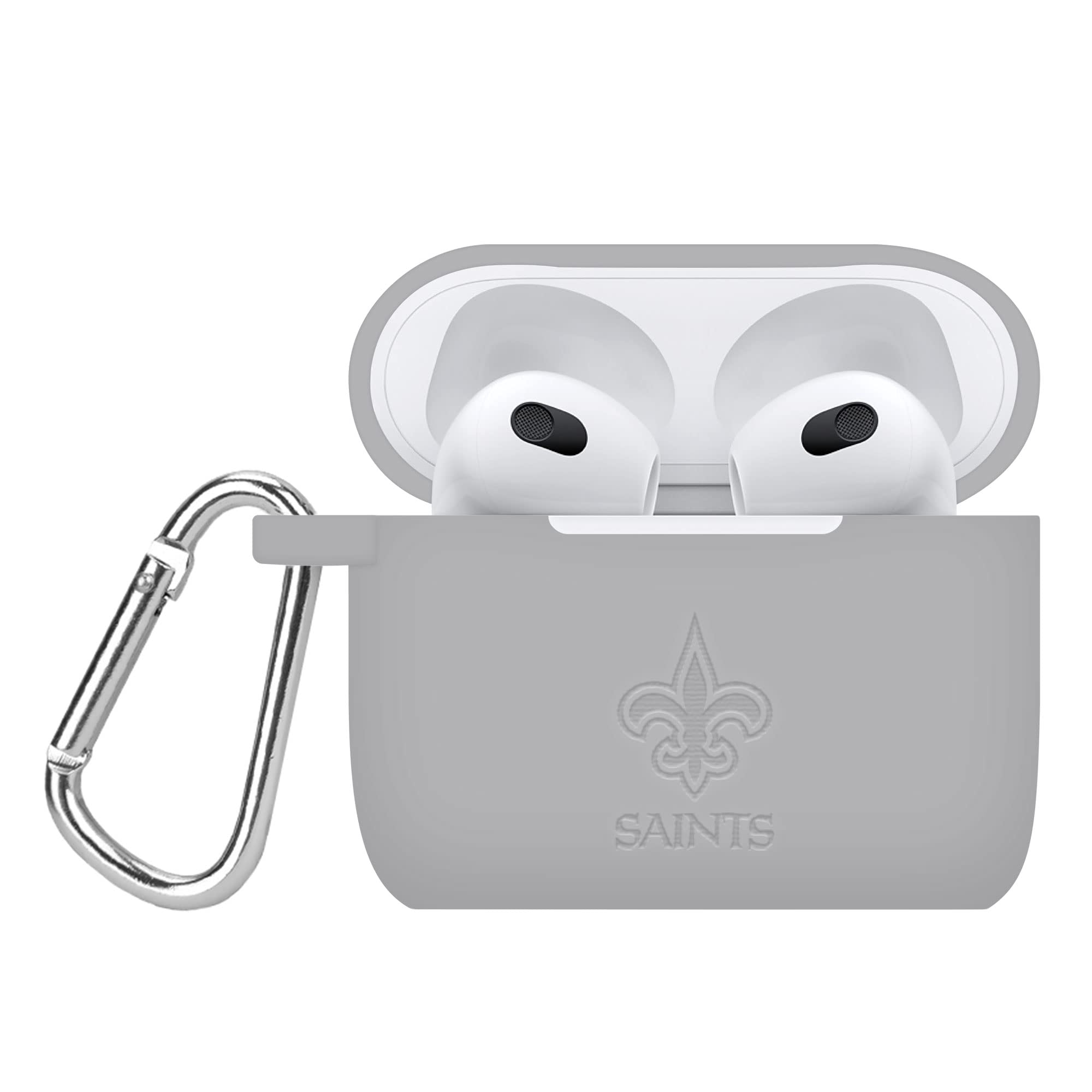 GAME TIME New Orleans Saints Engraved Silicone Case Cover Compatible with Apple AirPods Gen 3 (Gray)