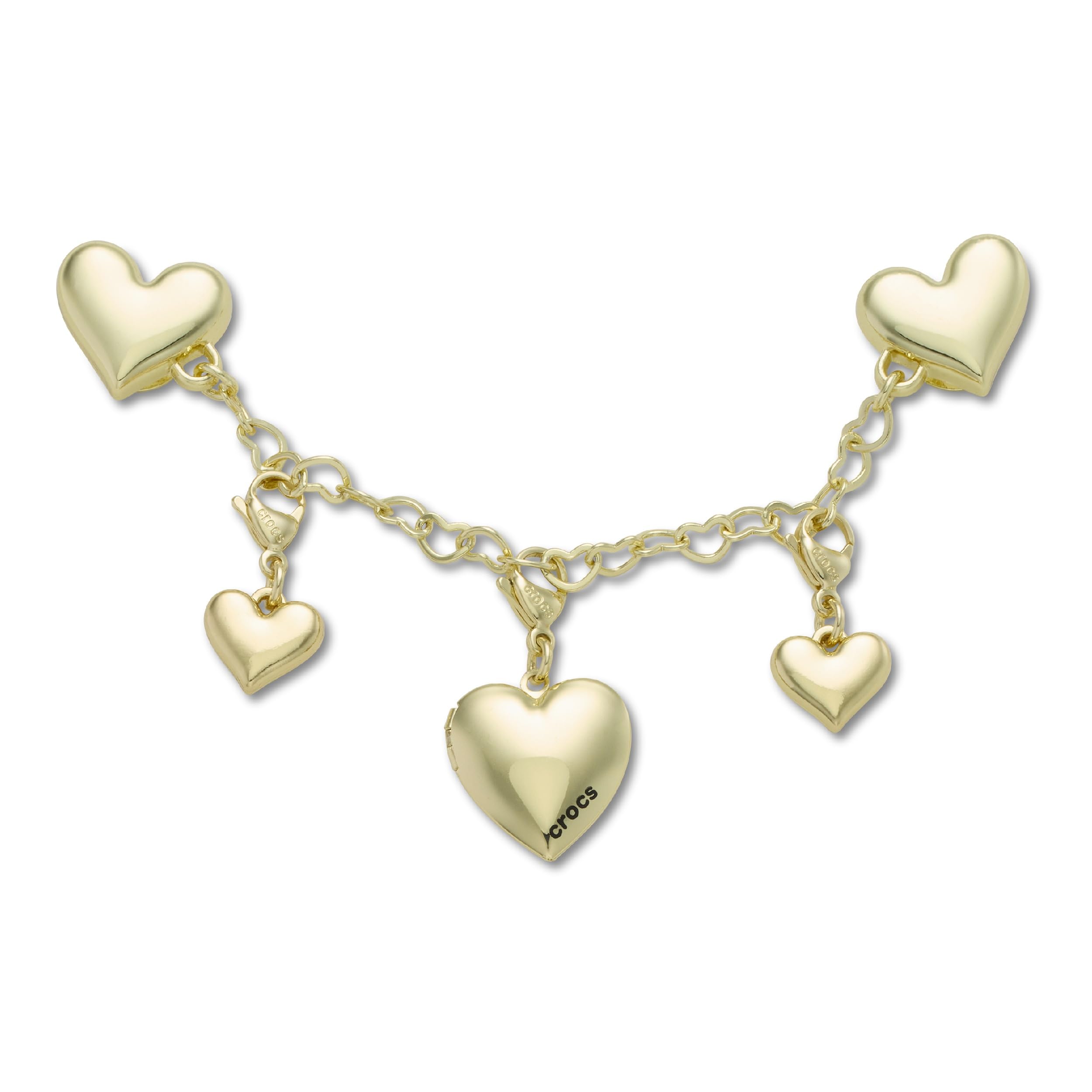 タグ付き♡GOLDS♡ハートチャーム＆ダブルジッパー♡チョーカー付きトップスPK クロックス公式】ブラック ハート ウィズ ゴールド アウトライン