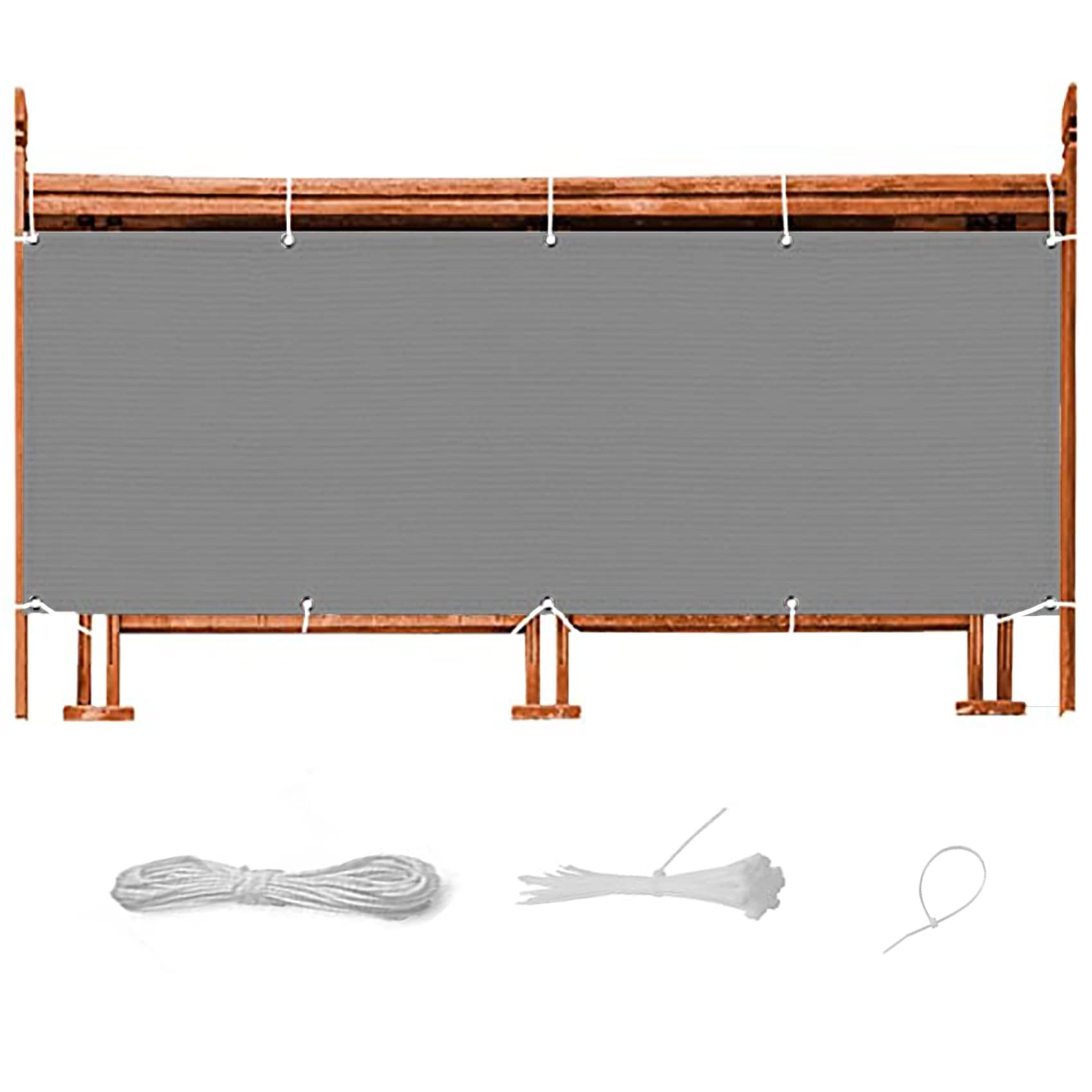 Toile de Balcon Filet D'ombrage 115 x 700 cm Protection UV Résistant aux Intempéries Gris
