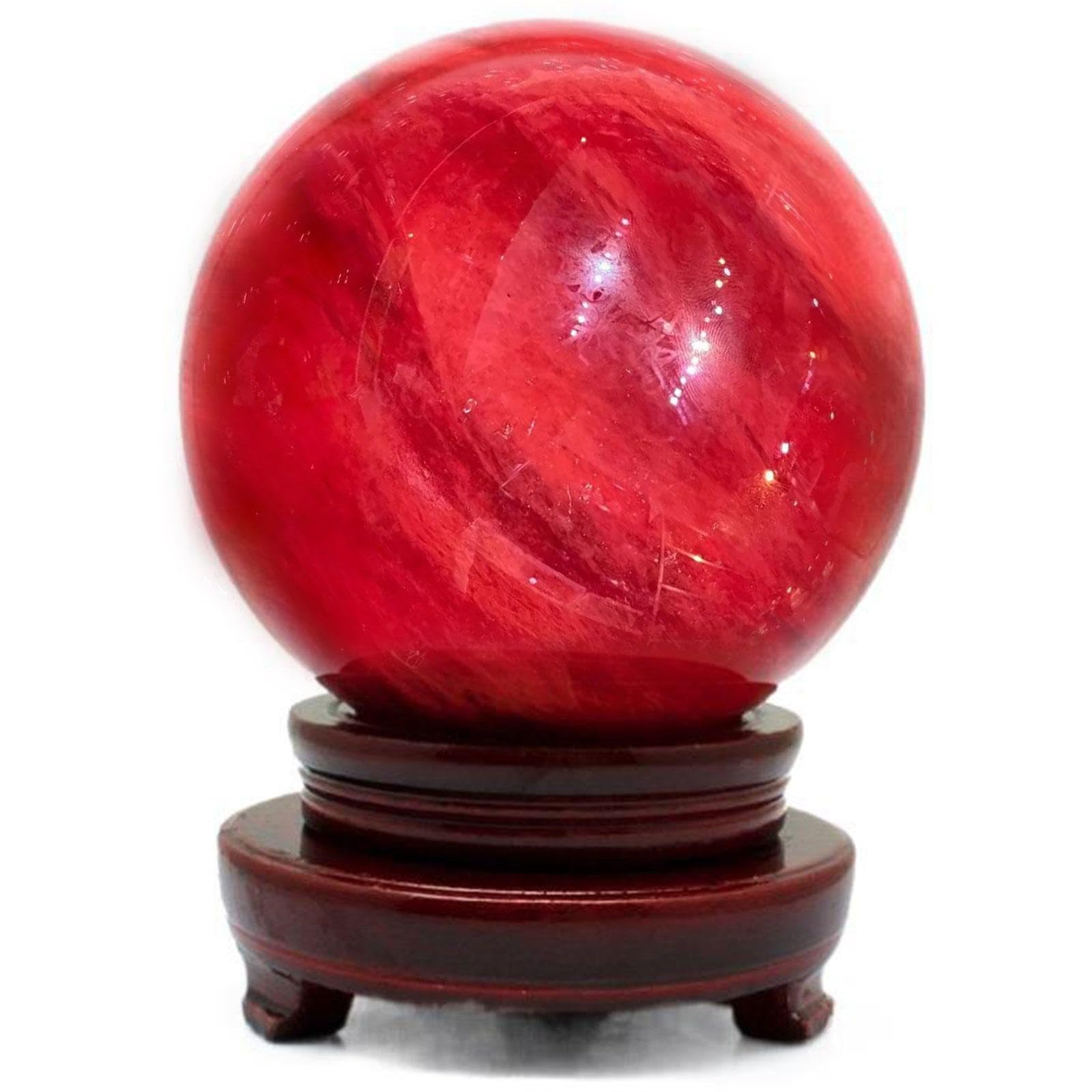 DPURPIWADY Gemstone for Red Smelt Quartz Crystal Ball with Stand Divination Sphere, Home Decoration, Fengshui,7in(180mm)