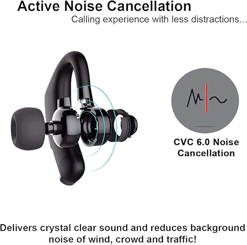 Miniatura 4 de Ambar Auricular inalámbrico Bluetooth para llamadas con micrófono integrado, compatible con iPhone, Android, auriculares para teléfonos celulares