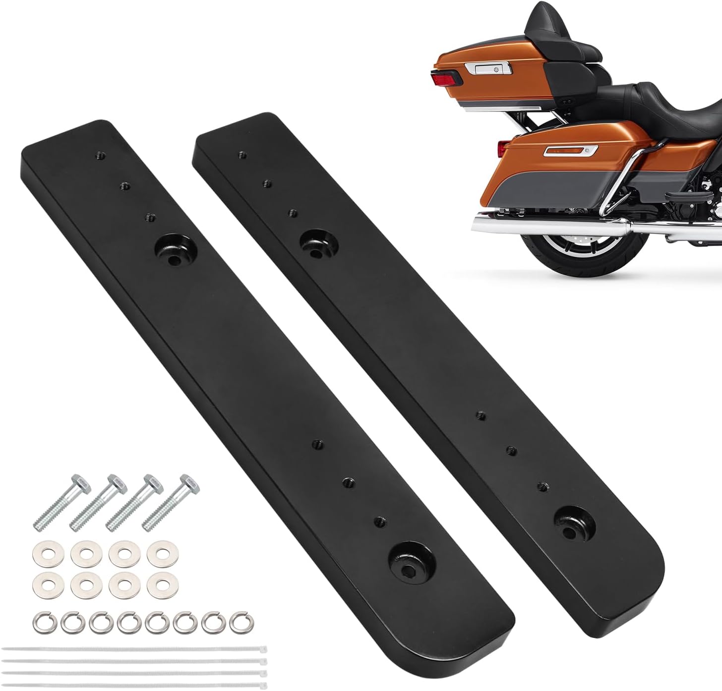 AUFER Adjustable 1"-3" Trunk Luggage Relocator Kit Passenger Seat Extend Mount Plate Compatible with for Harley Touring Road King Electra Street Road Glide Trikes Tri Glide Tour-Pak Pack 2014-2025