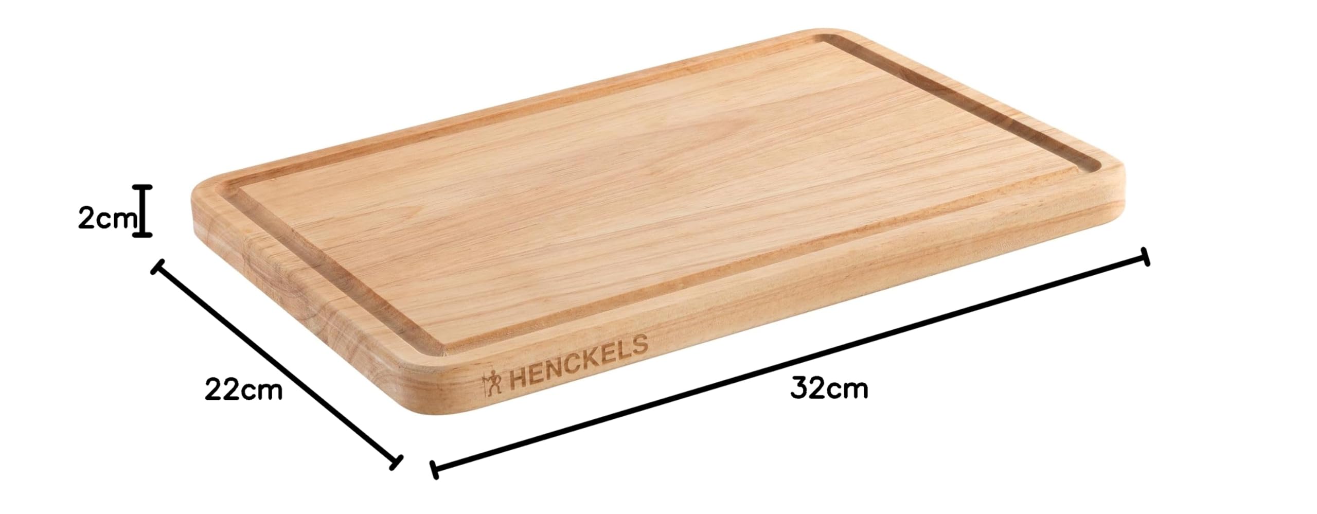 HENCKELS by ZWILLING Deska do krojenia z drewna, 32 x 22 x 2 cm, rowek na sok, obustronna