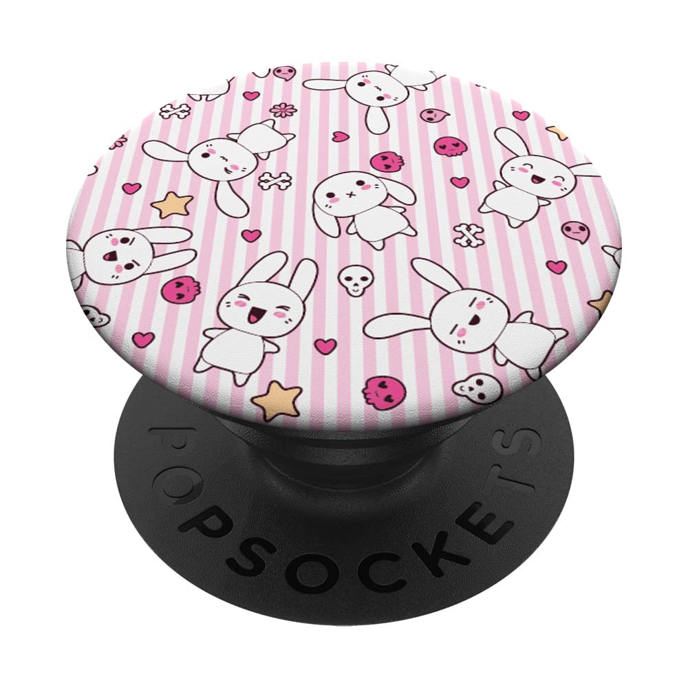 Cute Emo Bunny Rabbit Goth Cute Skulls Pink Bunny Emo Punk PopSockets Standard PopGrip