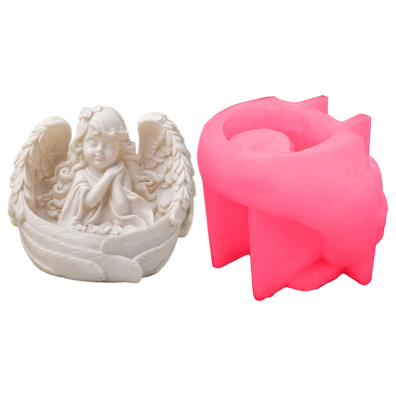 Elnwnnkc Girl Wing Figurine Silicone Molds Holder Molds Epoxy Resin Silicone for Tealight Holder Plaster Decoration Tool