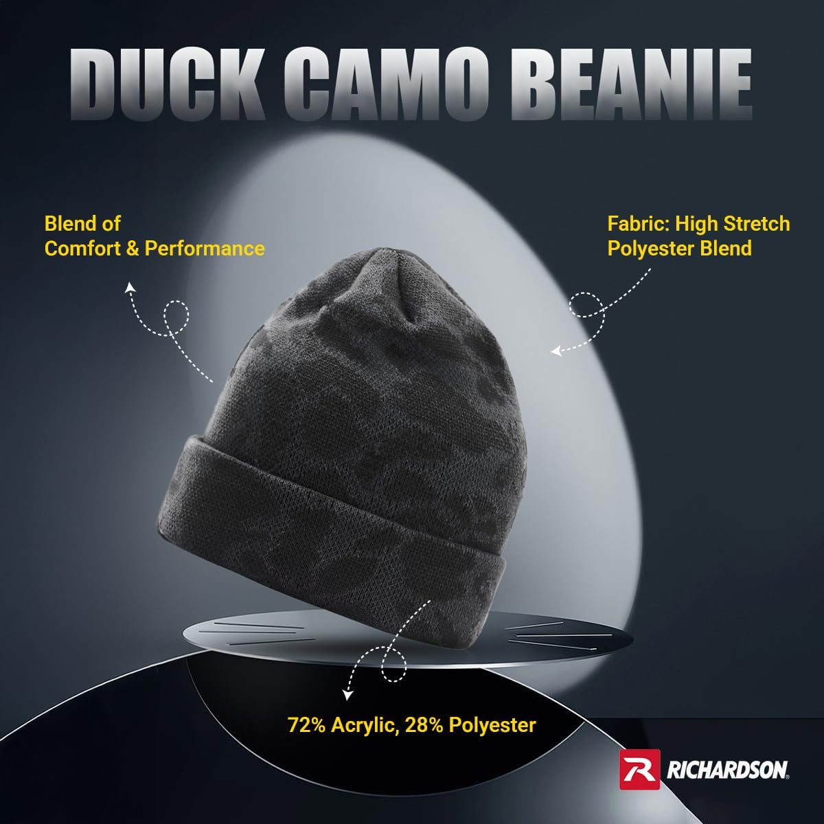 Richardson 126 Duck Camo Double-Layer Winter Beanie|Acrylic High-Stretch Polyester Blend Knit Cap | Bulk Packs Available