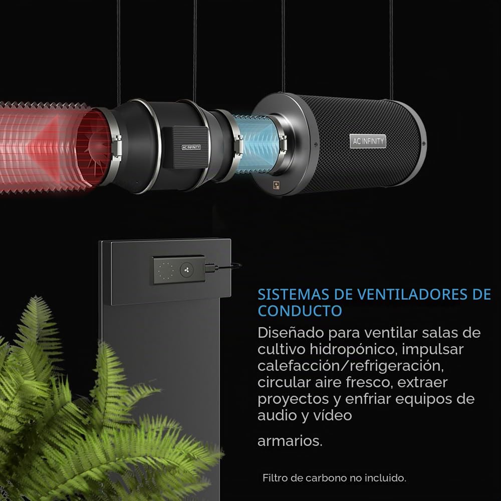 AC Infinity CLOUDLINE PRO S6, 150mm silencioso ventilador de conducto en línea de con controlador de velocidad, ventilador de escape de ventilación para calefacción, tiendas de campaña, hidroponía