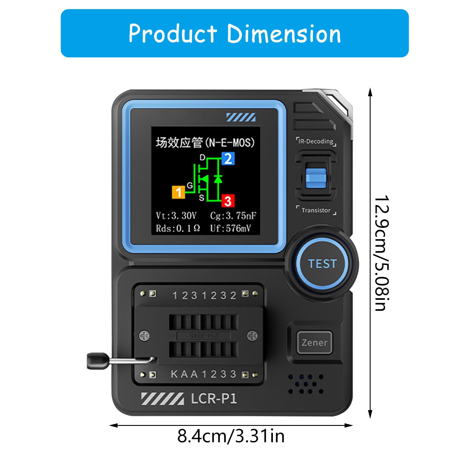 Probador de componentes electrónicos, transistor, condensador, medidor multifunción, detector automático, multímetro