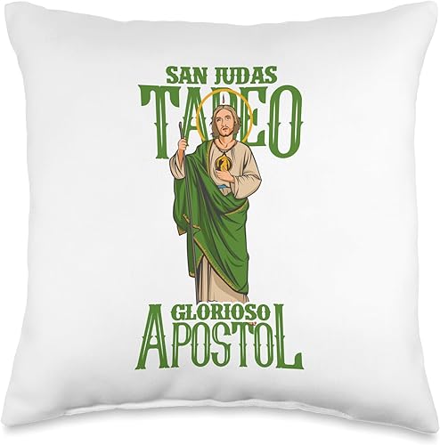 St. Jude Thaddeus. Patron Saint of Hope San Judas Tadeo. Glorioso Apóstol - Almohada (16.0 x 16.0in), multicolor