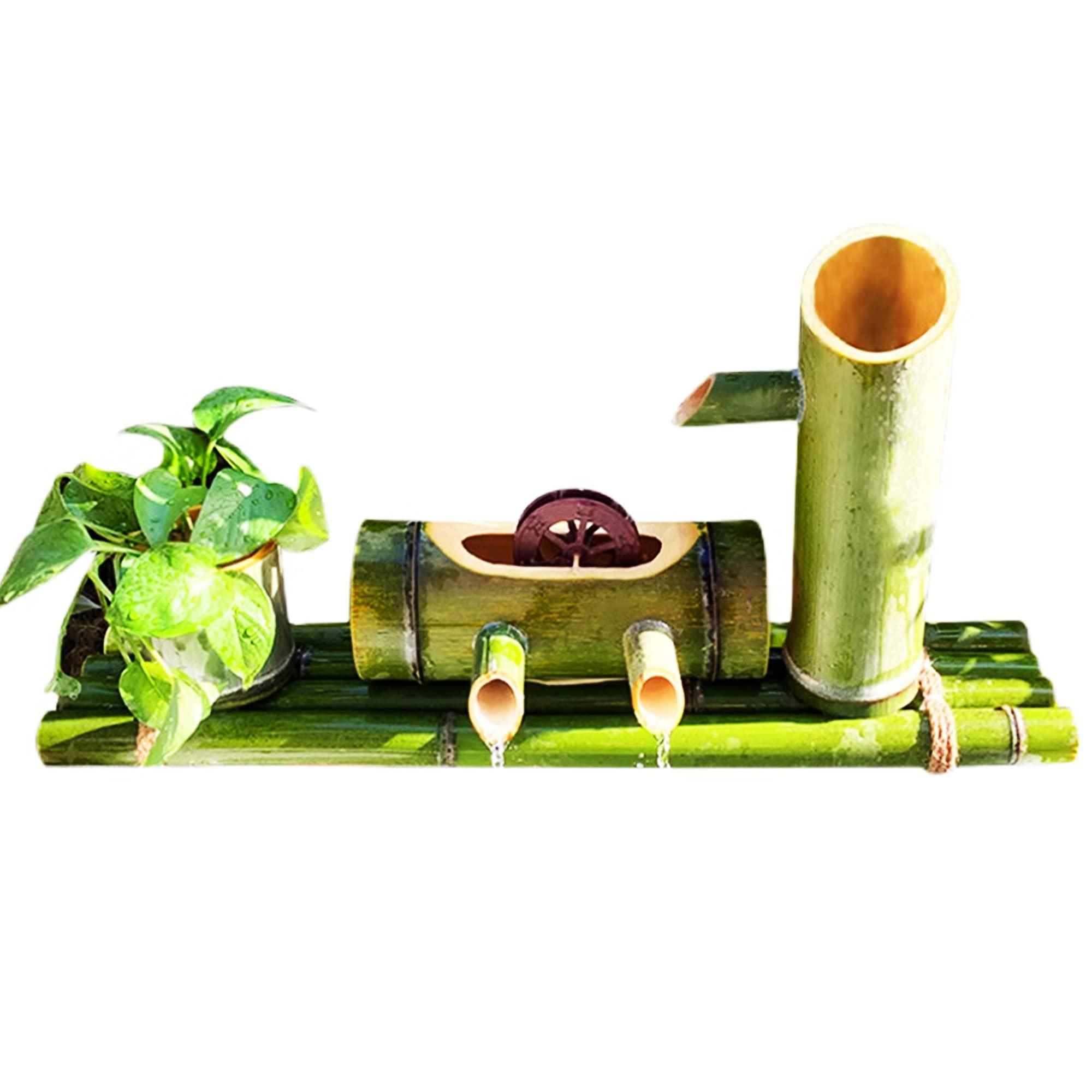 asdchZen Natural Bamboo Fountain With Pump, Water Features Outdoor Patio, Bamboo Water Fountains, Garden Fountains Outdoor, For Indoor Pond Fish Tanks Flower Pots, 100Cm,80cm