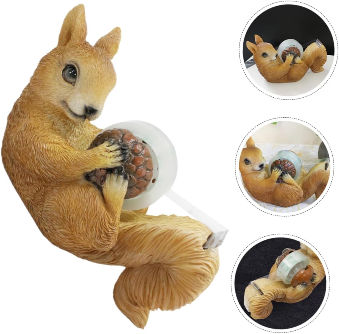VICASKY Cute Squirrel Tape Holder Dispenser Vintage Resin Masking Tape Cutter for Home Office Desktop Organizer Decorative Functional Accessory for Creative Workspaces