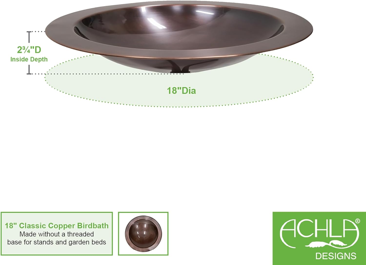 18" Classic Copper Birdbath Bowl