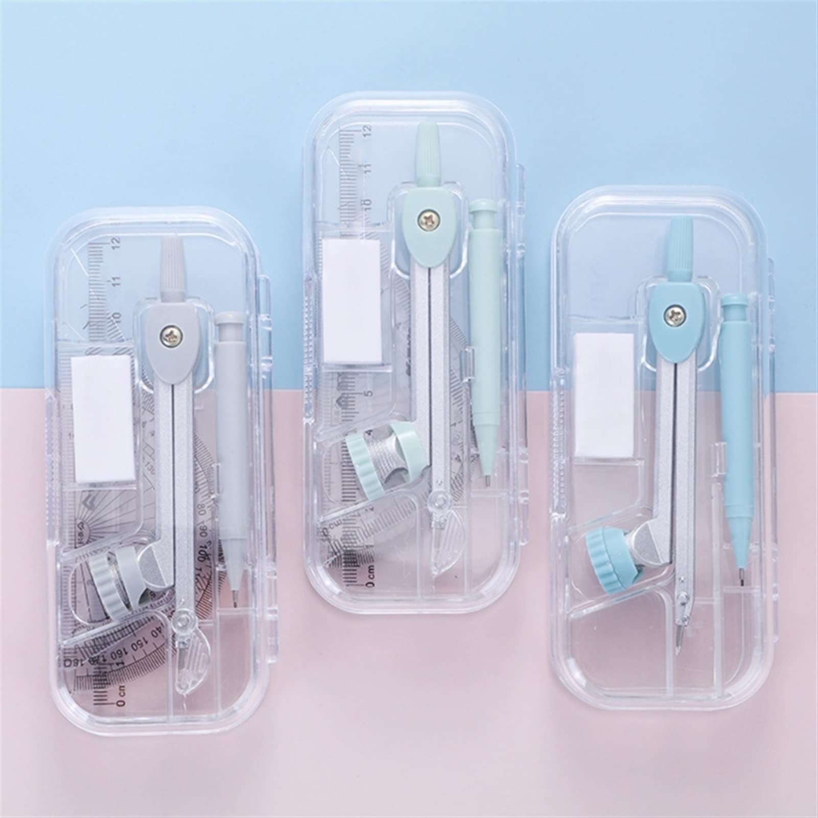 BAtlam Kompass-Geometrie-Kit 7-in-1-Kompass-Set Multifunktionales Quantizer-Kit Box for Studenten Mathe-Entwurf Zeichenwerkzeuge Schreibwaren Mathe-Set Kompass-Set (Color : A) (A)