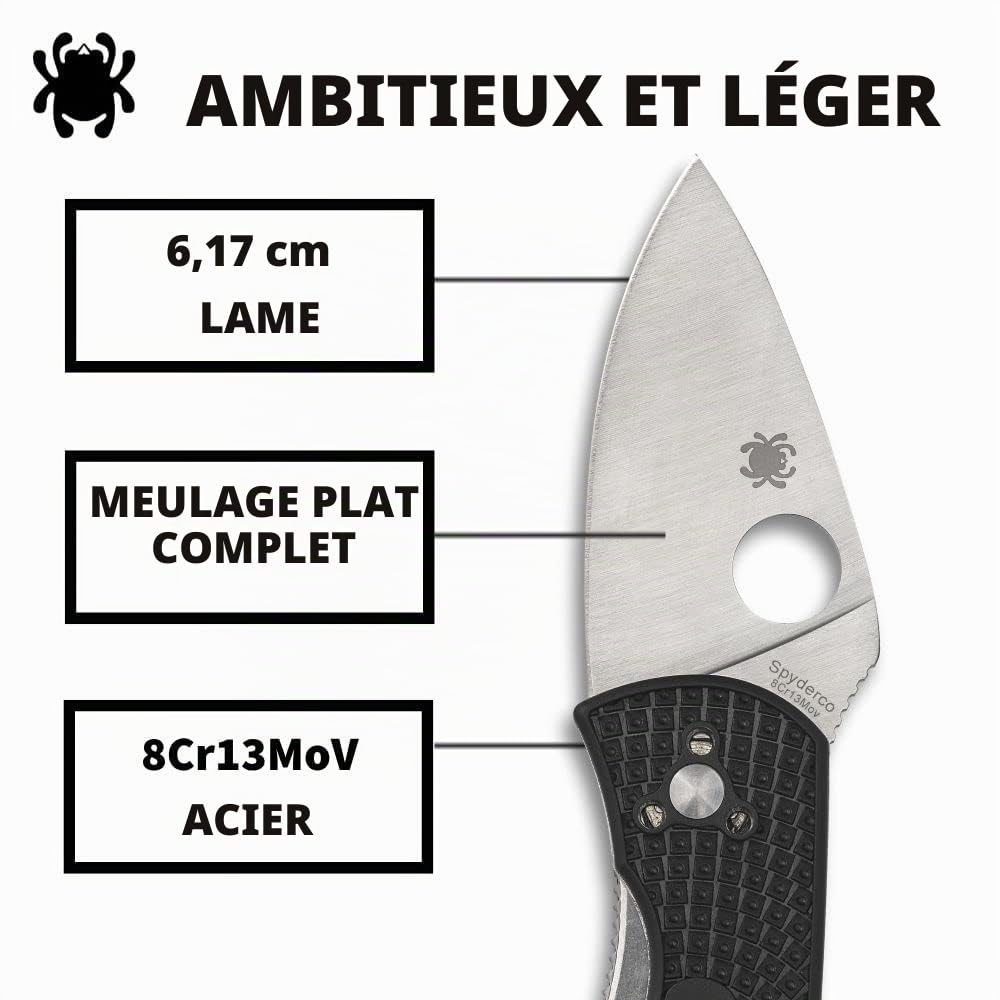 Spyderco Knives Ambitious Liner Lock C148PBK Black FRN Stainless Pocket Knife
