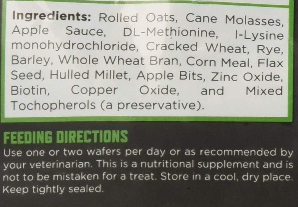 Majesty's Biotin Wafers - Superior Horse / Equine Hoof and Coat Support Supplement - Copper, Zinc, Lysine, Methionine - 30 Count (1 Month Supply) : Pet Supplies
