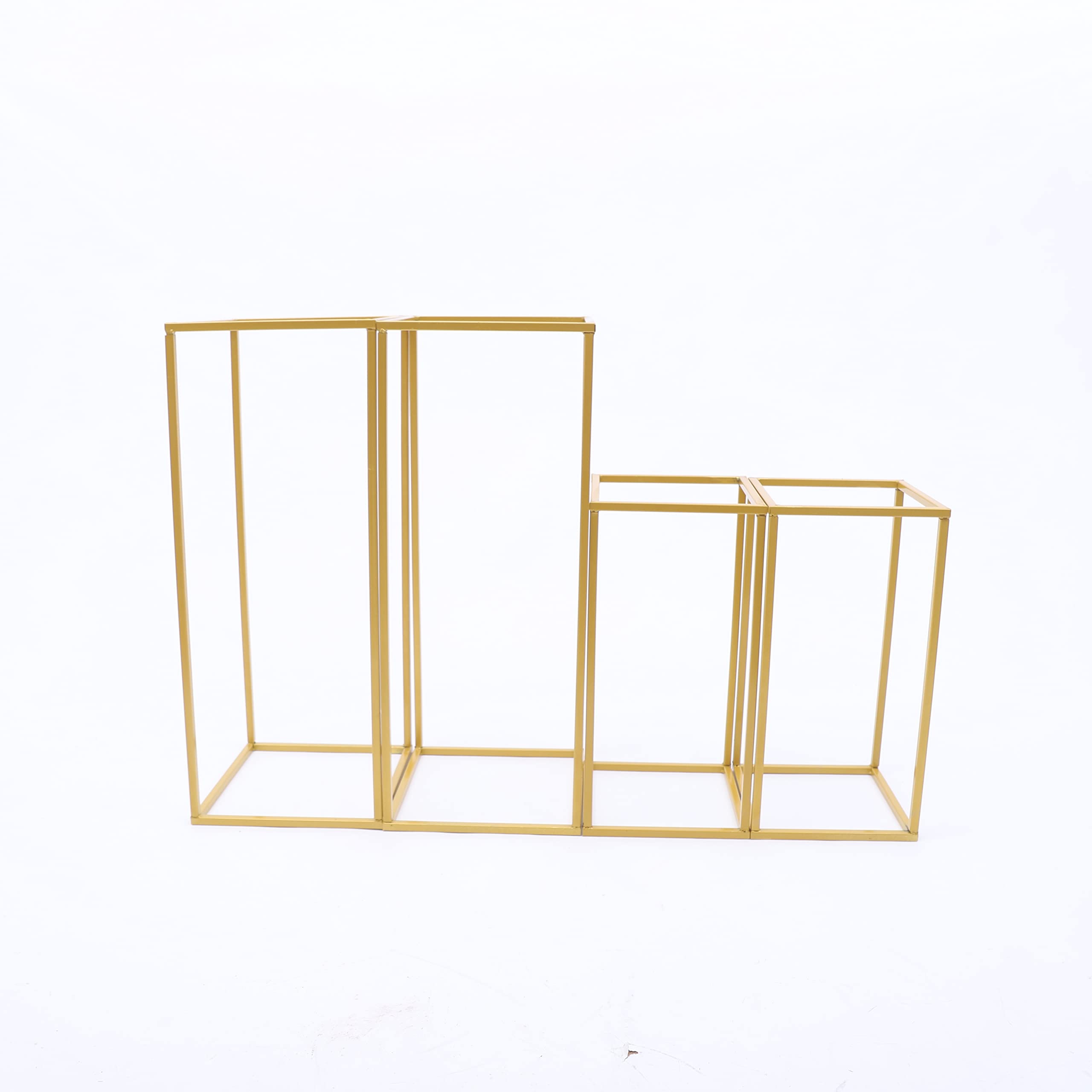 4 soportes de metal para flores de columna dorada, soporte de metal, soporte de flores, rectángulo, soporte de boda, columna central