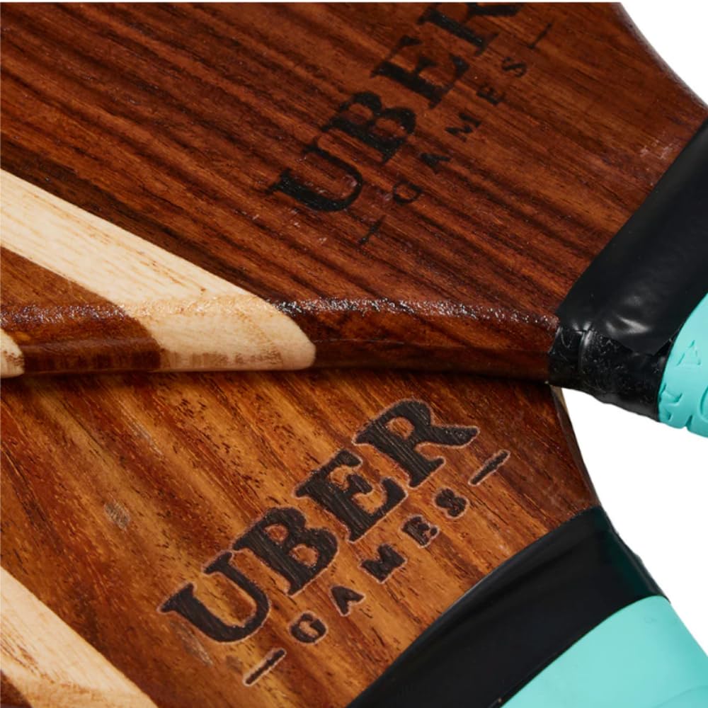 Ubergames - Set Frescobol in legno, racchetta da tennis da spiaggia con 2 bacchette e borsa in tela, gioco da spiaggia per adulti e bambini