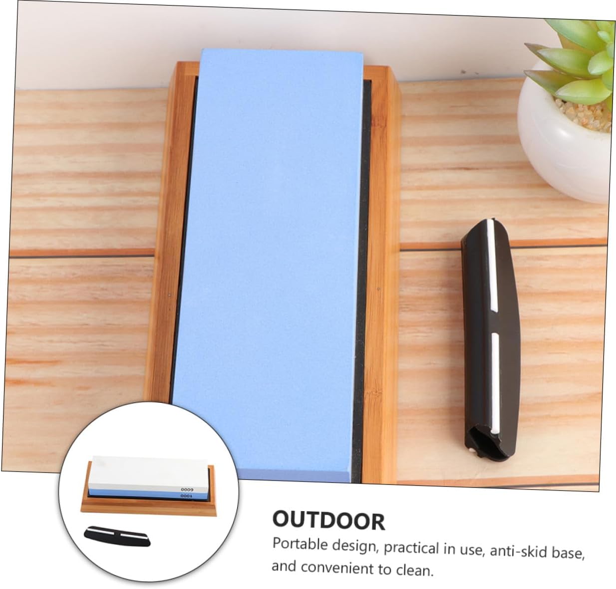 Whetstone Sharpener Double-sided 1000/6000 Grit Kitchen Sharpening Stone Set with Silicone Pad, Base, Angle Guide, and Correction Stone – Home Knife and Scissors Grinding Tool 5pcs