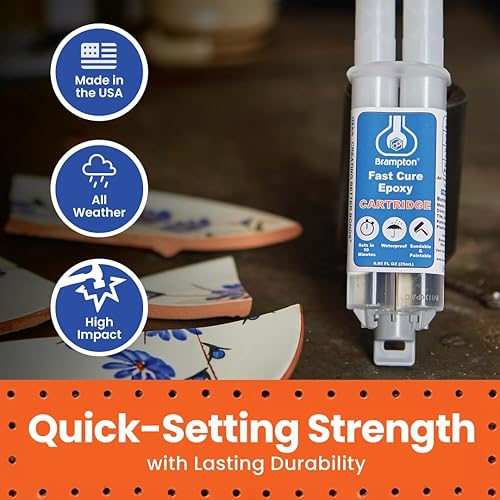 Miniatura 2 de Brampton - Epoxi de curado rápido, juego rápido de 10 minutos, curado en 30 minutos, kit de pegamento epoxi impermeable de 2 partes para azulejos,
