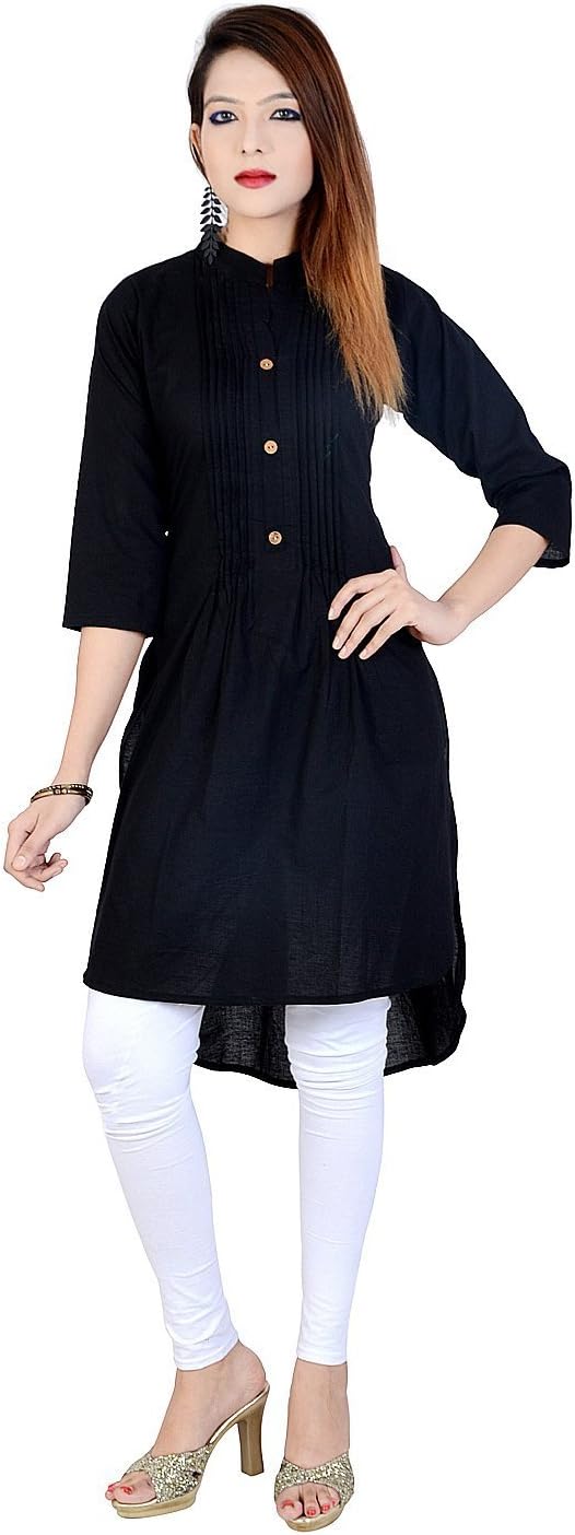 Chichi Indian Women's Plain Cotton Kurti Top