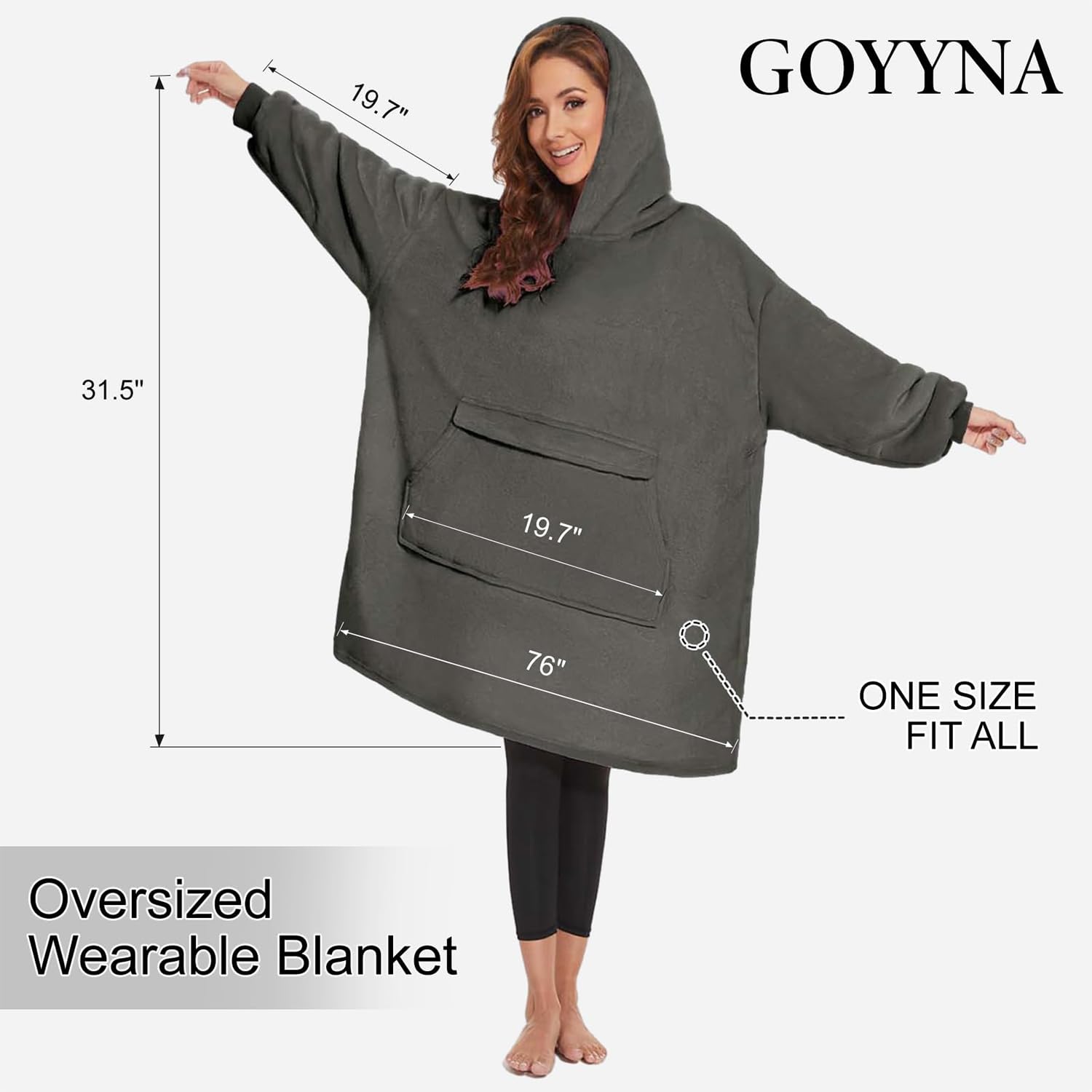 Coperta indossabile con cappuccio, felpa oversize con maniche coperte, calda e accogliente, regalo per donne e uomini